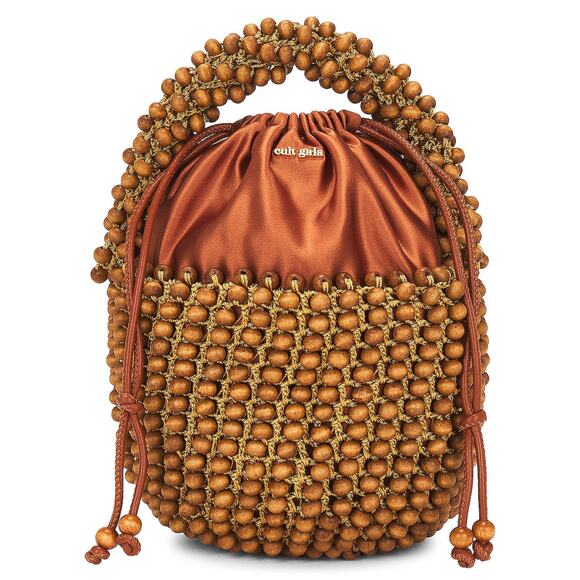 Cult Gaia Cora Mini Top Handle Bag In Brown Wood - OS Brown - Picture 1 of 6